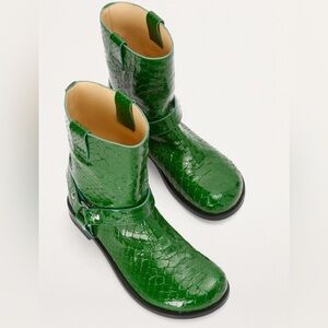 Loewe Green Python Campo Boots - 37